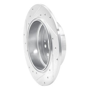 Acura CL Brake Rotor (1) - Rear Right - R1 Concepts - Drilled & Slotted - Silver - `01-`03